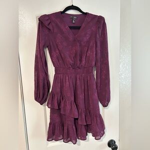 Aqua Plum Long Sleeve Dress with Ruffle Details